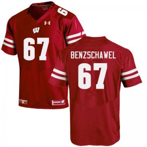 Men's Wisconsin Badgers NCAA #67 JP Benzschawel Red Authentic Under Armour Stitched College Football Jersey OE31U14PR